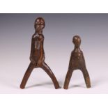 Burkina Faso, Lobi, two carved wooden slingshots