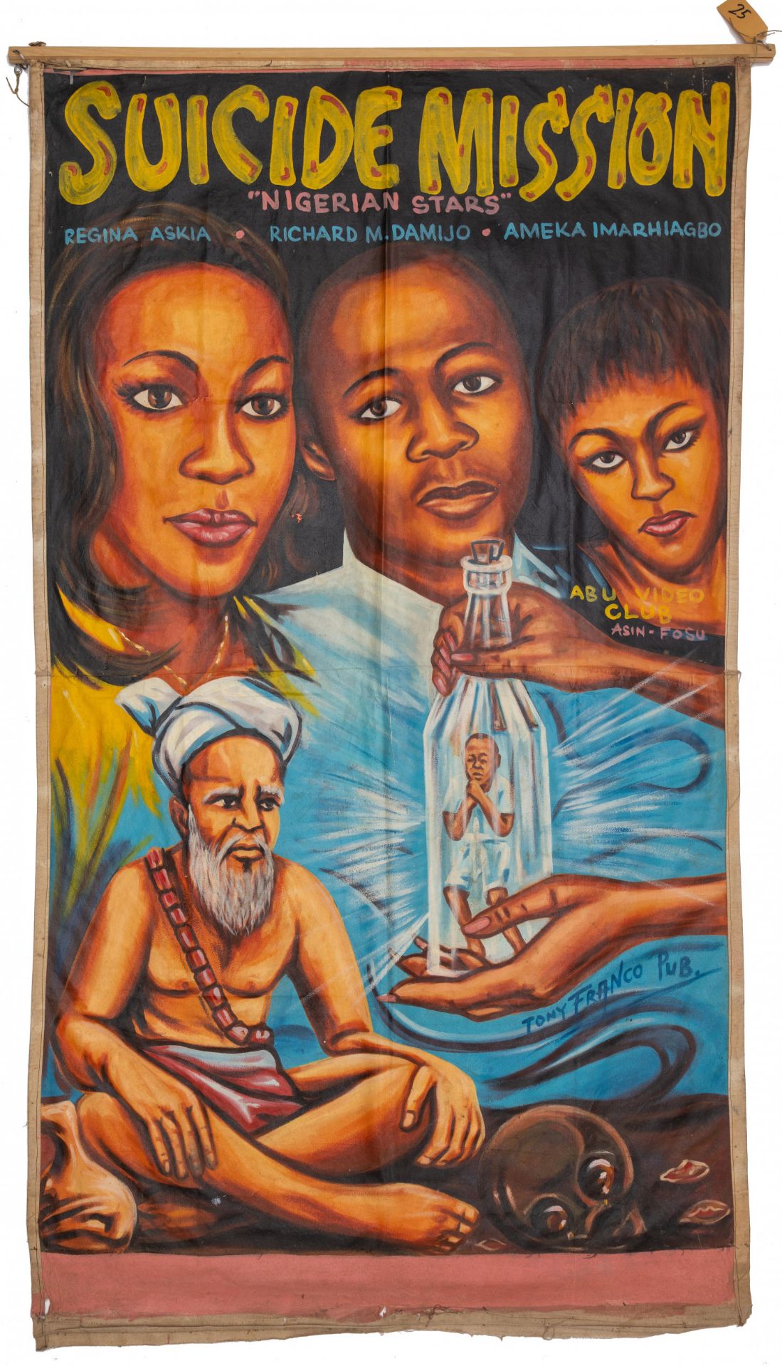 Ghanaian handpainted film poster of Nigerian movie 'Suicide Mission' by Tony Franco.