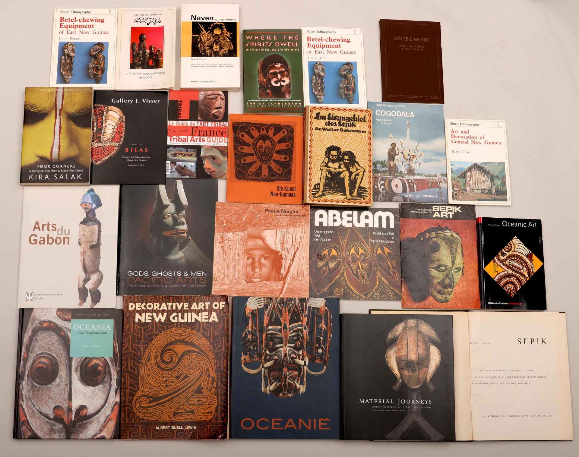 Oceania and Melanesia; various books on the cultures and arts of the area's.