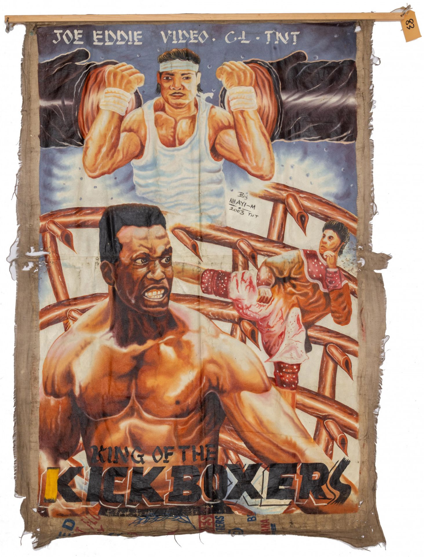 Ghanaian handpainted film poster of Kungfu movie 'King of the Kickboxers ' by Niiayai-M, dated 2003