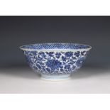 China, blue and white porcelain floral bowl, Kangxi period (1662-1722),