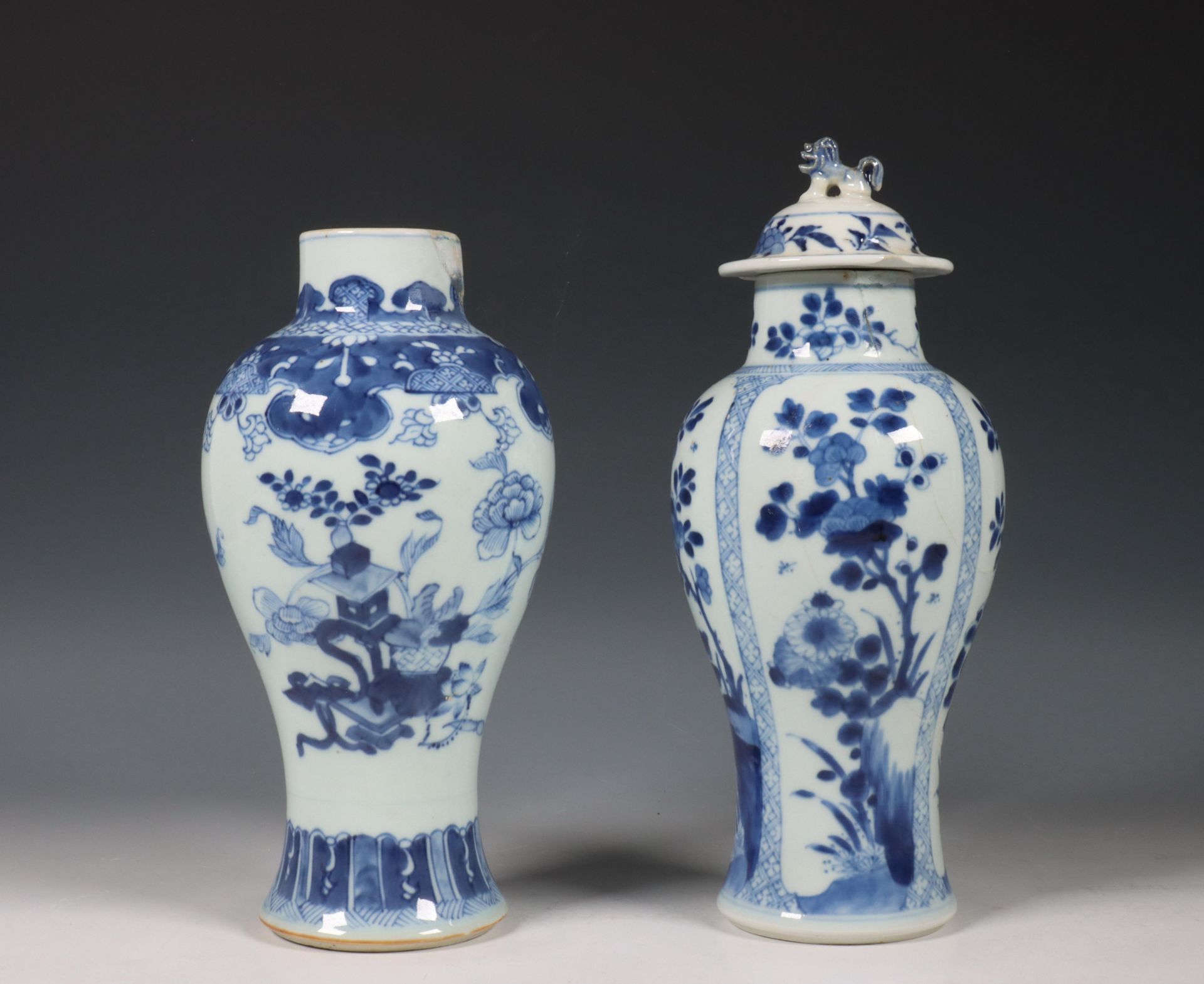 China, two blue and white porcelain baluster vases, Qianlong period (1736-1795),