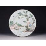 China, export European-subject famille rose 'hunting' plate, Qianlong period (1736-1795),