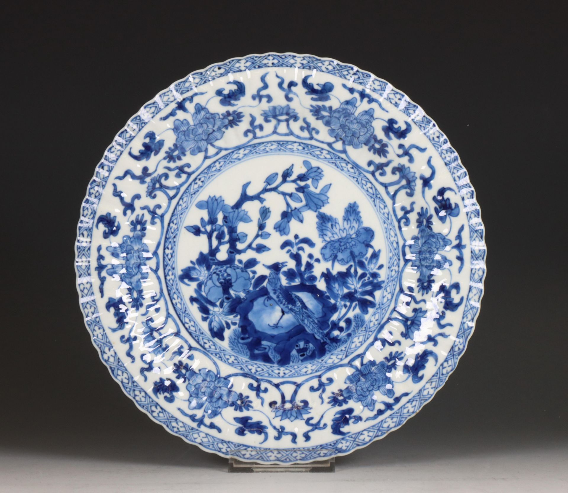 China, blue and white porcelain fluted dish, Kangxi period (1662-1722),