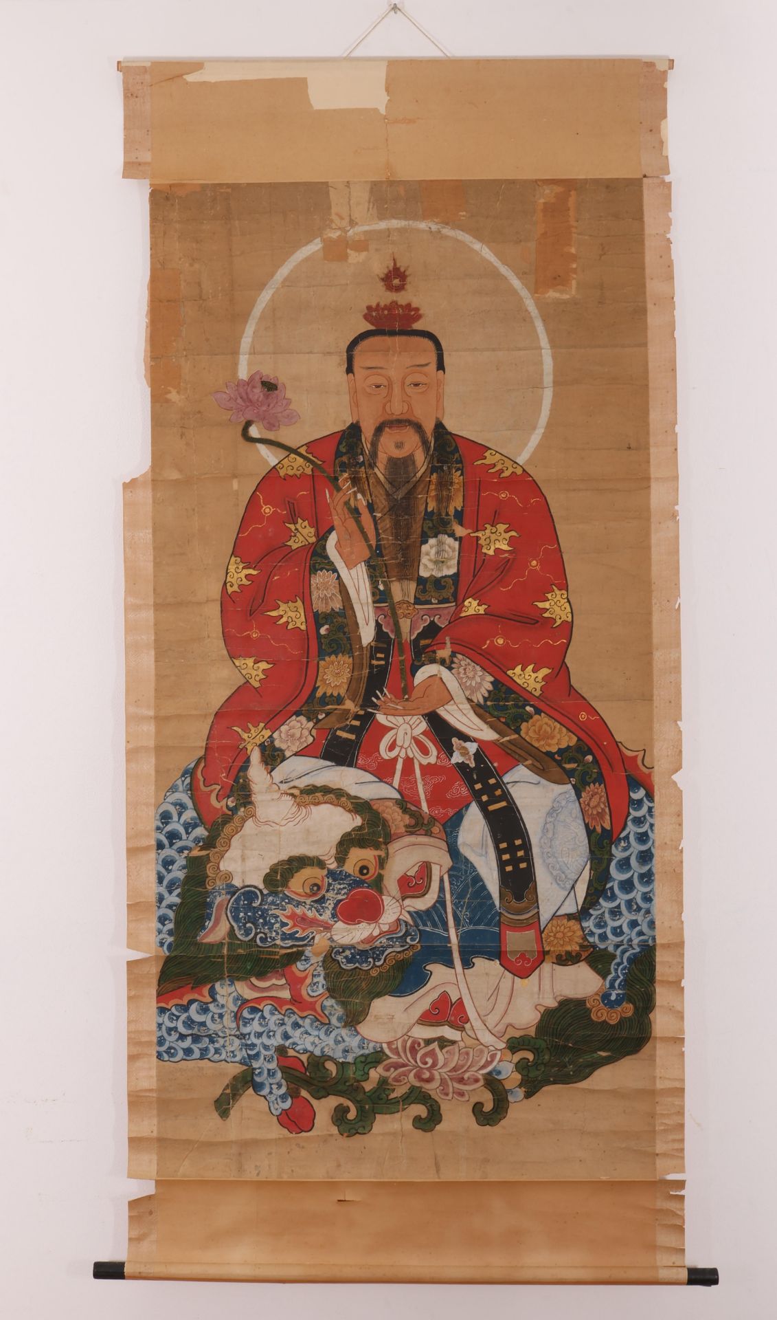 China, three ancestor paintings, ca. 1900;