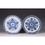 China, two blue and white porcelain 'ruyi' plates, early 18th century,