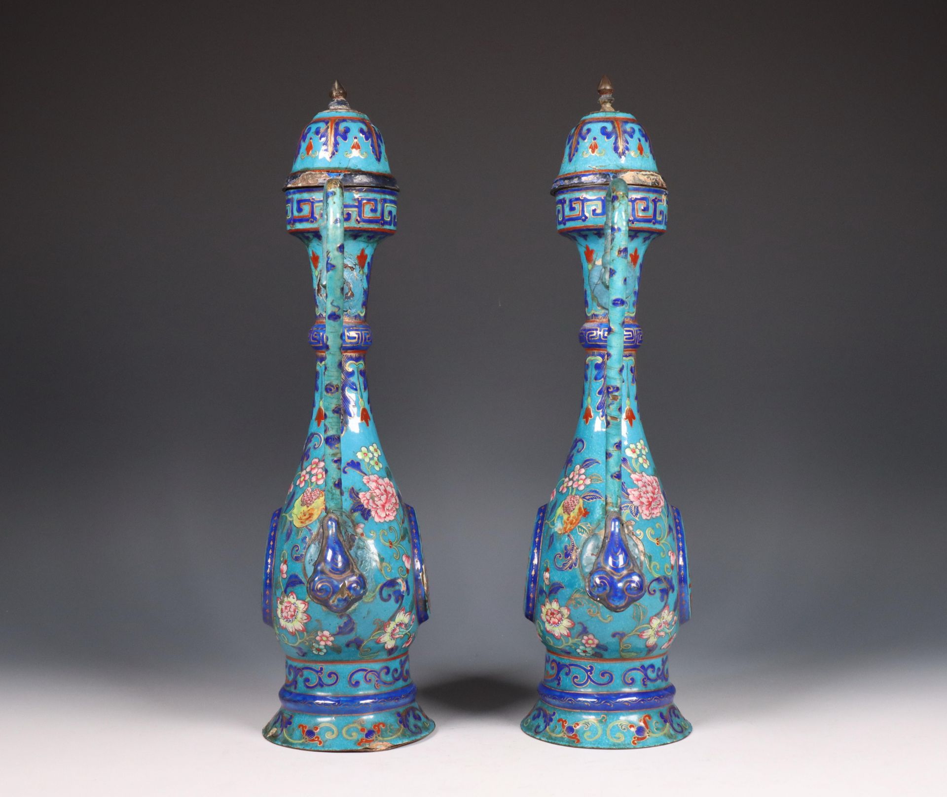 China, pair of cloisonné ewers and covers for the Islamic market, late Qing dynasty (1644-1912), - Image 10 of 10