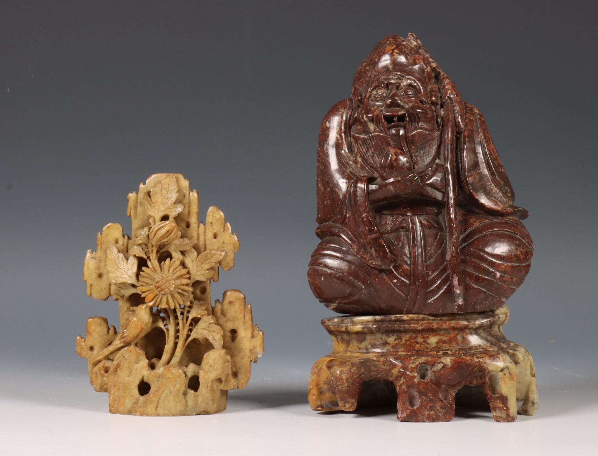 China, two soapstone carvings, circa 1900,