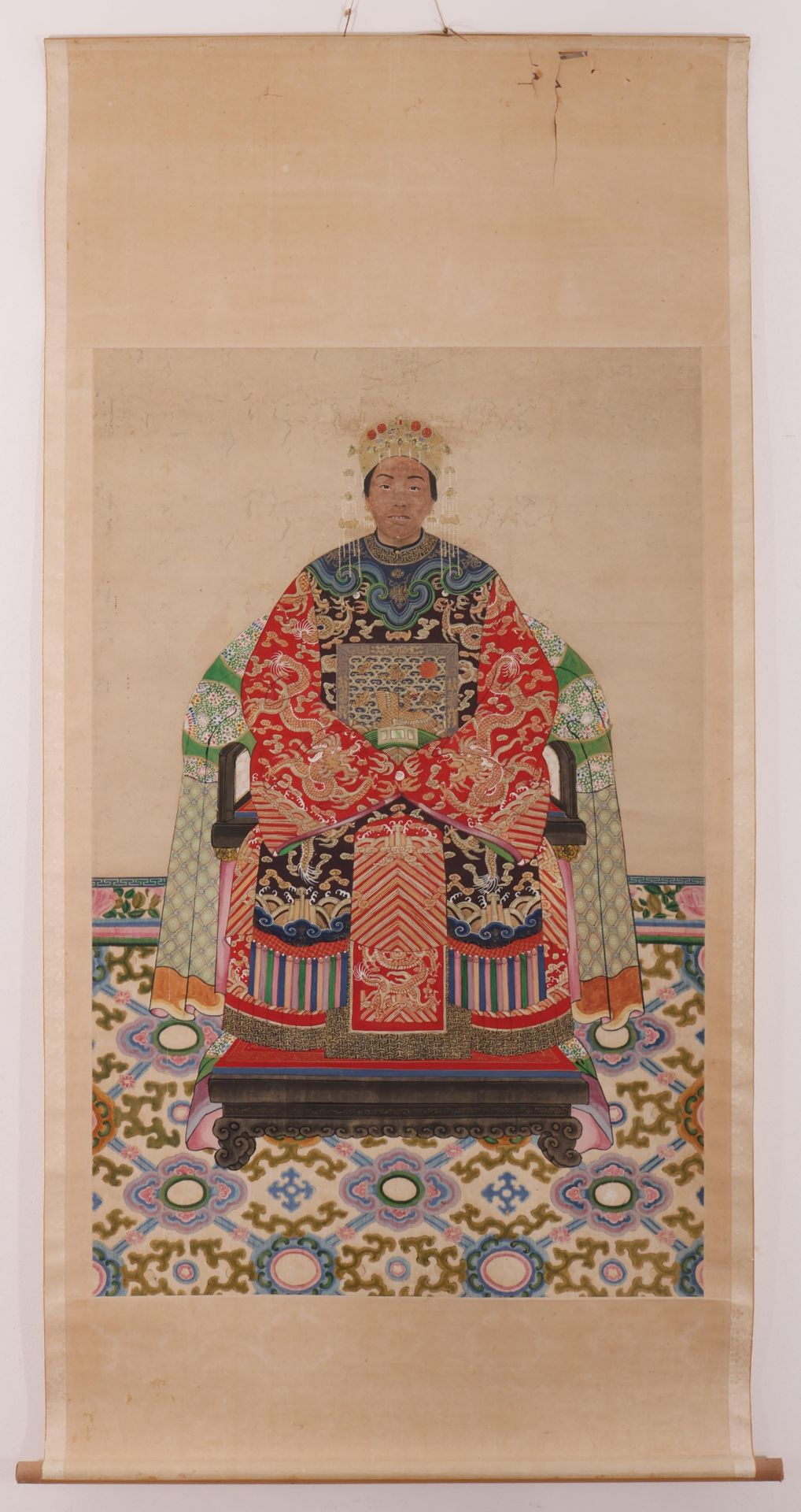 China, three ancestor paintings, ca. 1900; - Image 3 of 8