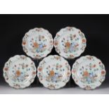 China, set of five famille rose porcelain plates, Qianlong period (1736-1795),