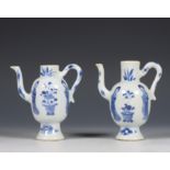 China, pair of small blue and white porcelain ewers, Kangxi period (1662-1722),