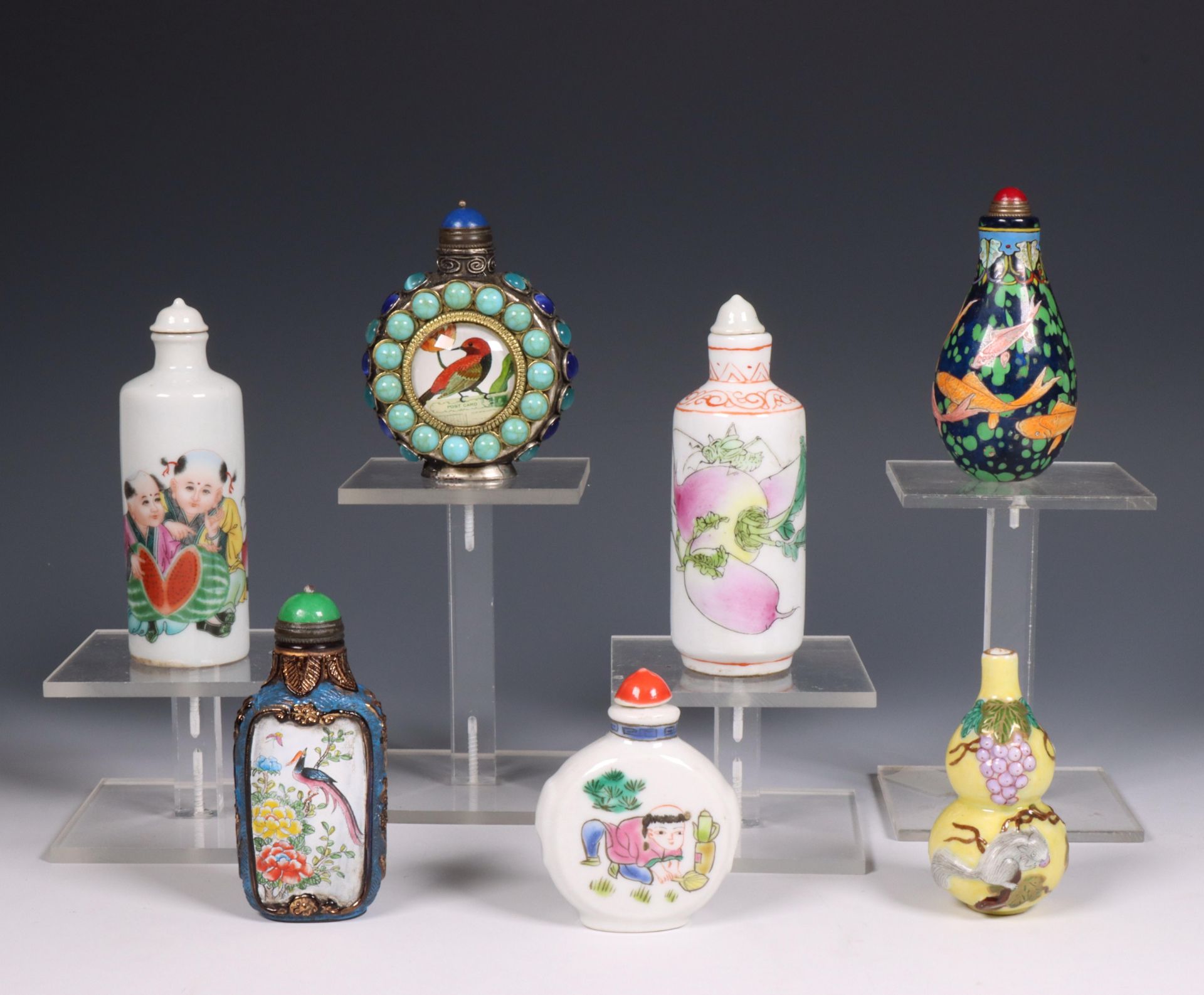 China, collection of glass snuff bottles,