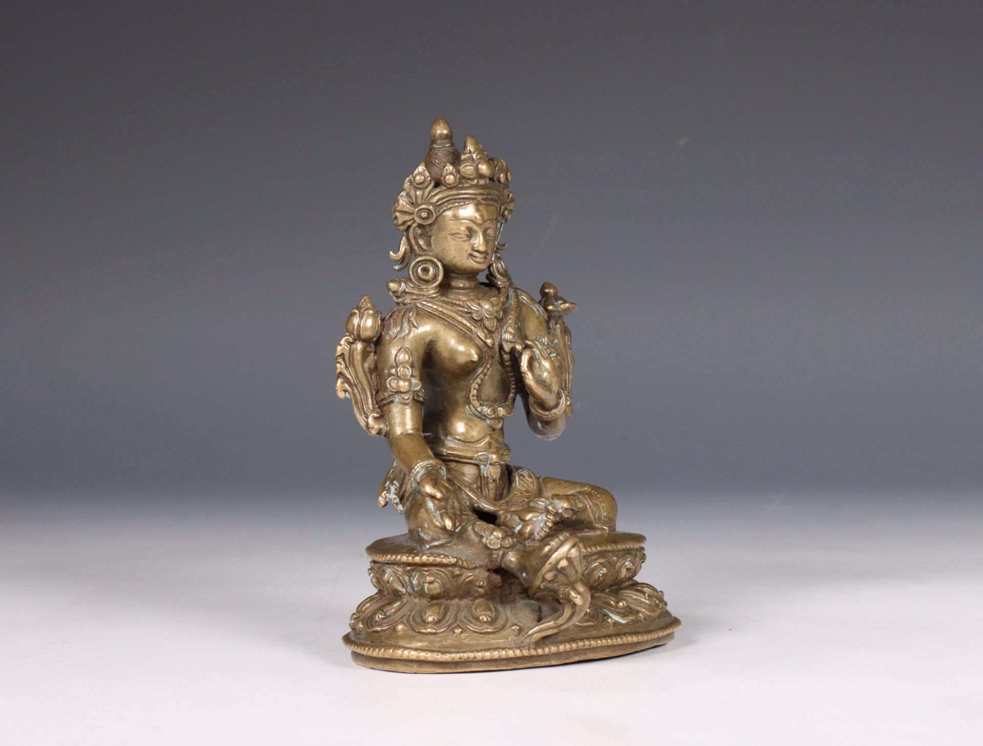 Tibet, bronze figure of the Green Tara, 14th century, - Image 10 of 13