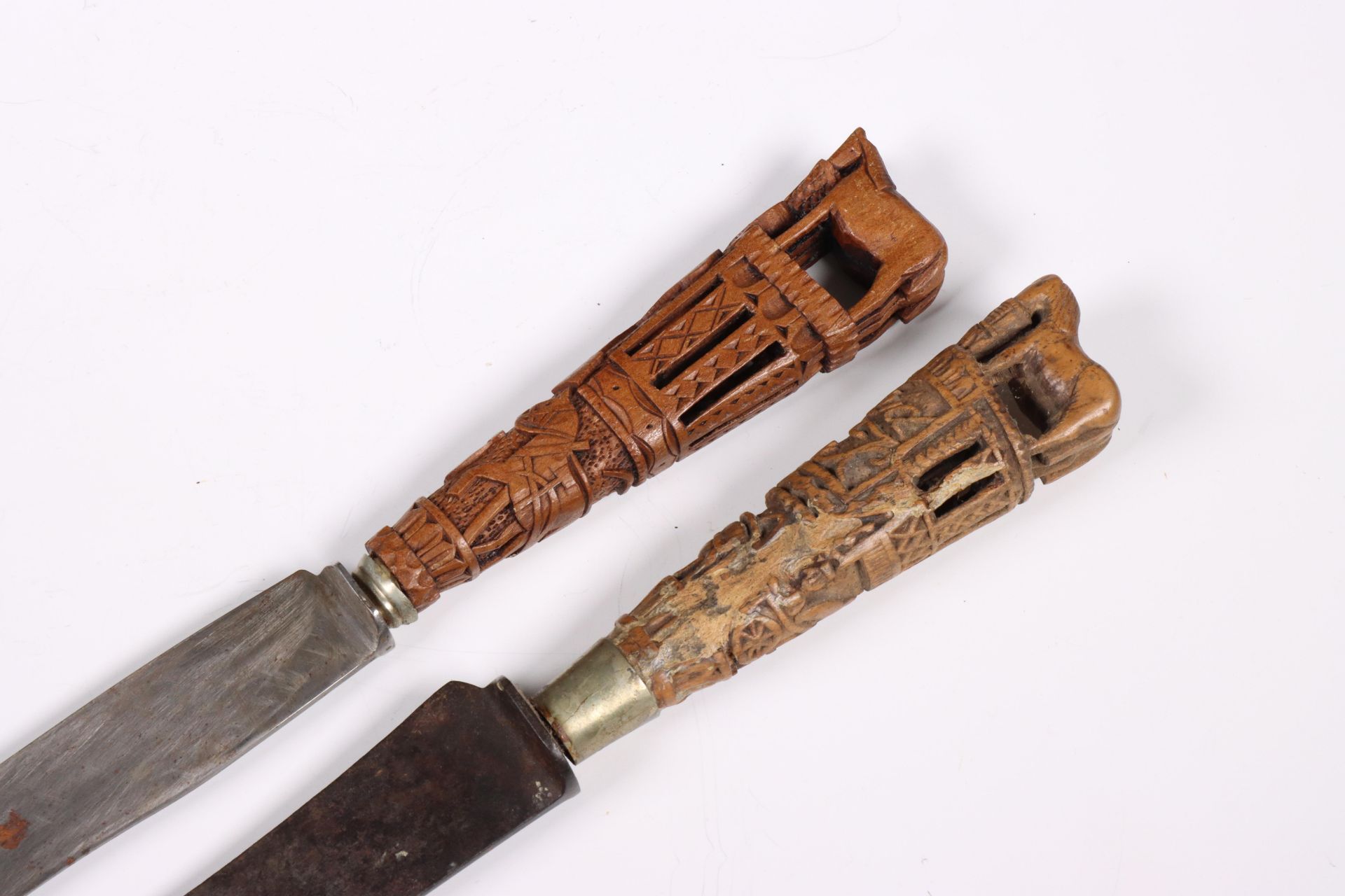 Twee zeeuwse messen met gestoken houten greep, eind 19e eeuw; - Image 3 of 3