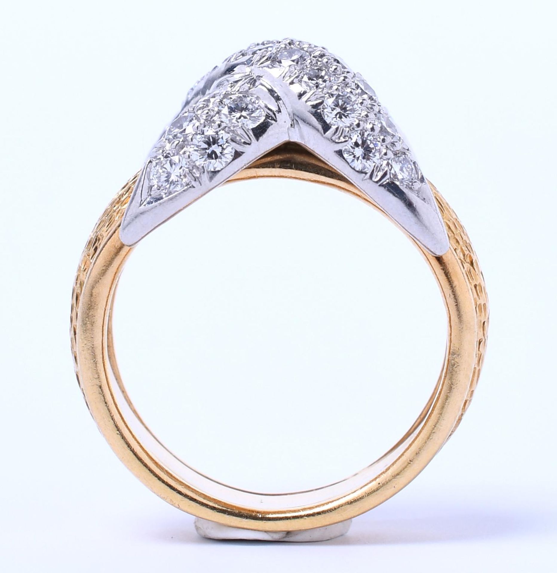 Schlumberger voor Tiffany & Co., 18 kt. gouden met platina X ring. - Image 4 of 5