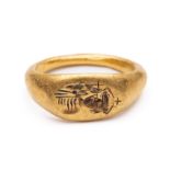 Hoog gehalte gouden Byzantijnse ring, ca. 600 na Chr.