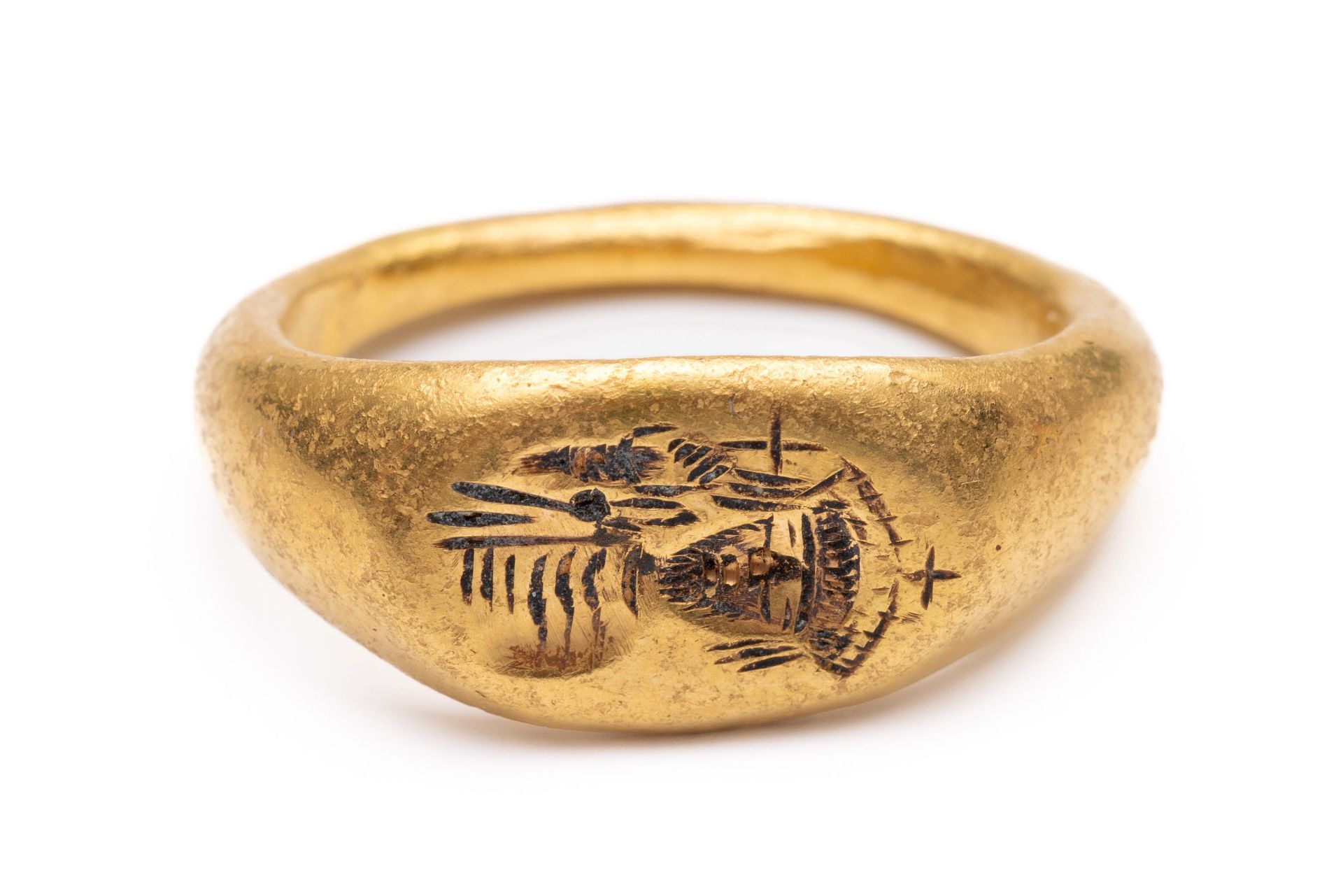 Hoog gehalte gouden Byzantijnse ring, ca. 600 na Chr.