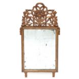 Rechthoekige spiegel in bruin en verguld gebeitst houten lijst, Louis XVI,
