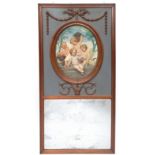 Gefacetteerde schoorsteenspiegel in mahoniehouten lijst, 19e eeuw,
