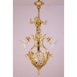 Verguld bronzen en messing hanglamp in Louis XVI stijl;