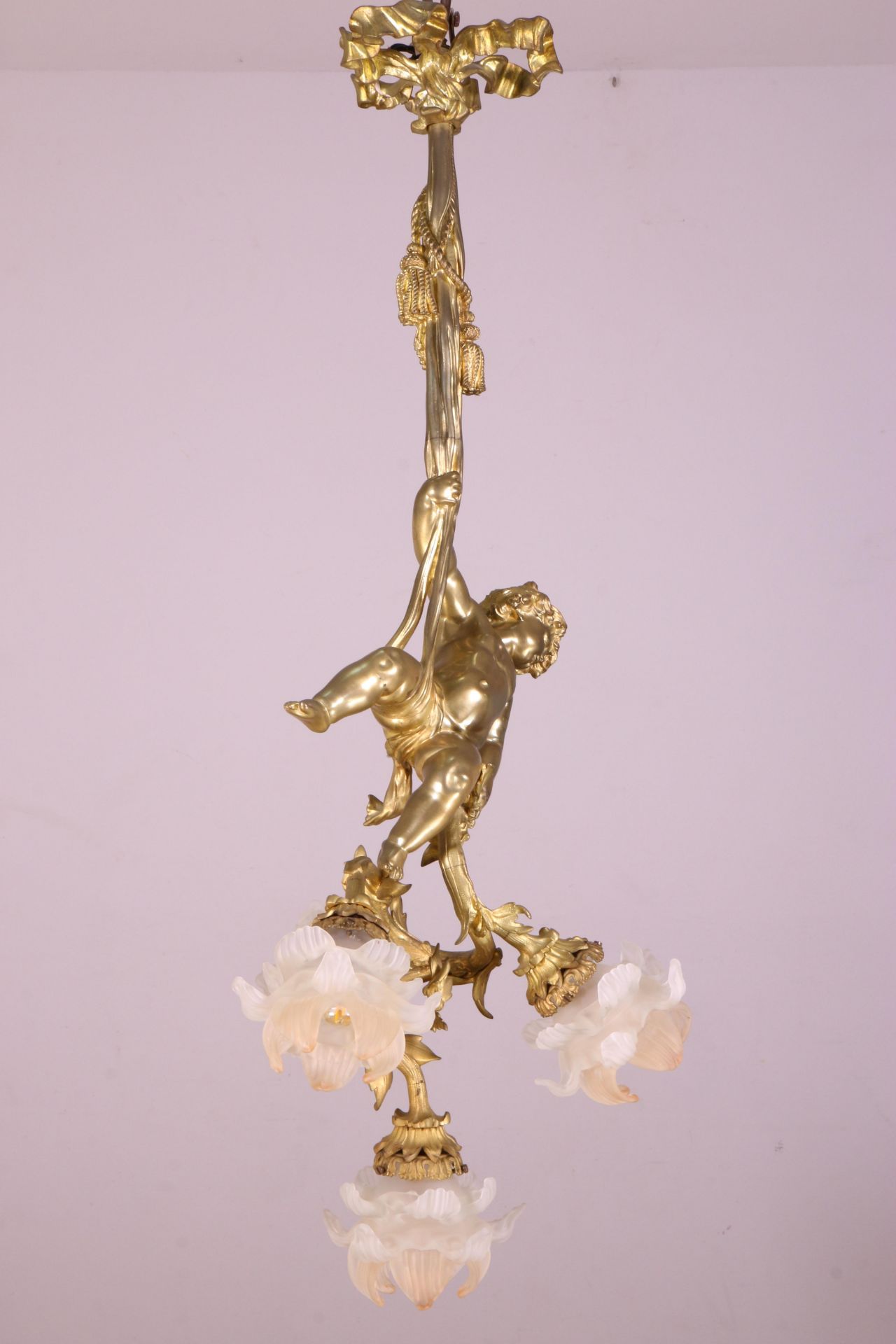 Frankrijk, verguld bronzen hanglamp, 19e eeuw; - Image 3 of 3