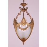 Frankrijk, verguld bronzen hallantaarn, Louis XV stijl;
