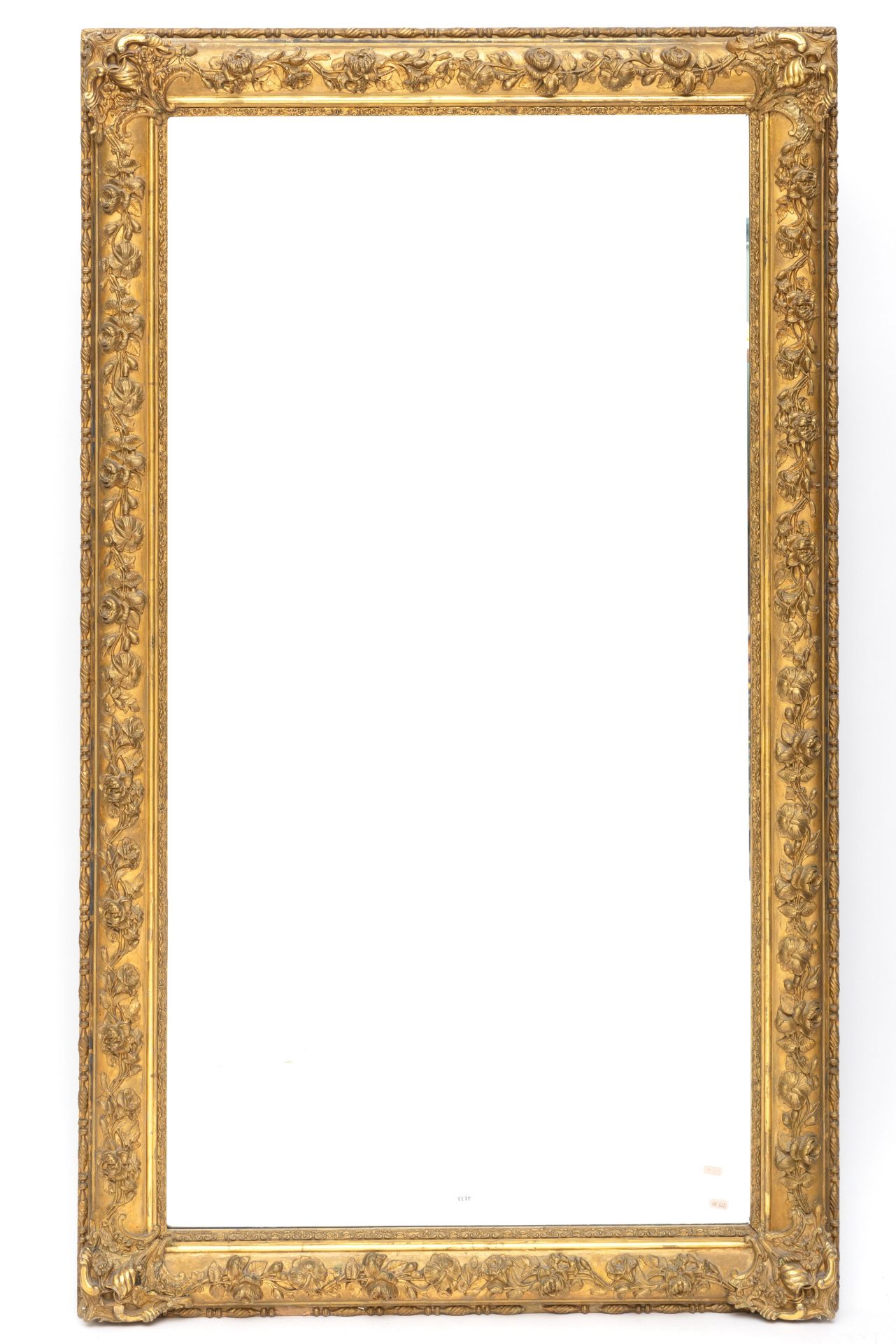 Rechthoekige gefacetteerde spiegel in vergulde lijst, 19e eeuw,