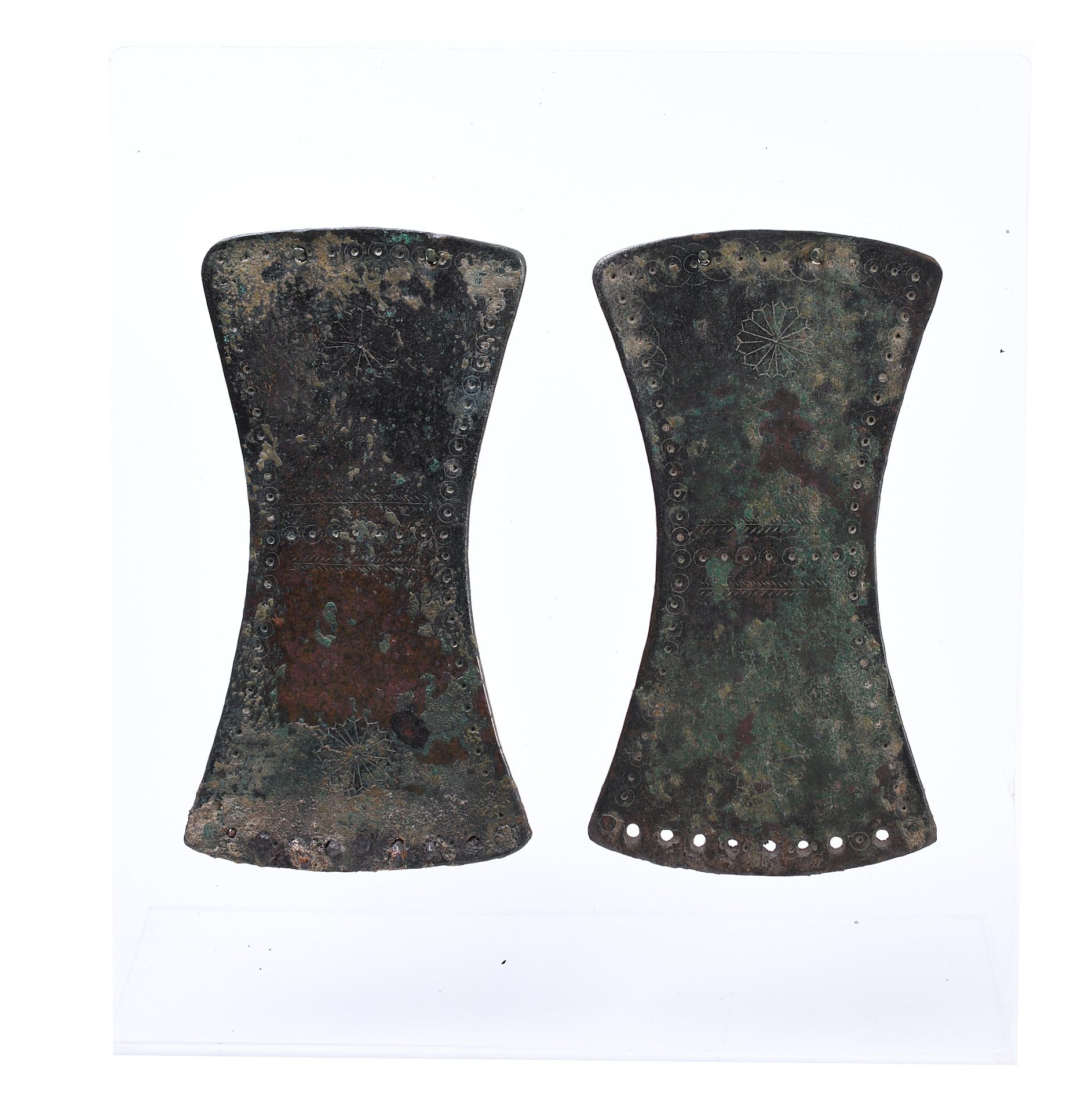 Near Eastern, a pair of bronze wrist guards, ca. 1st Mill BC,