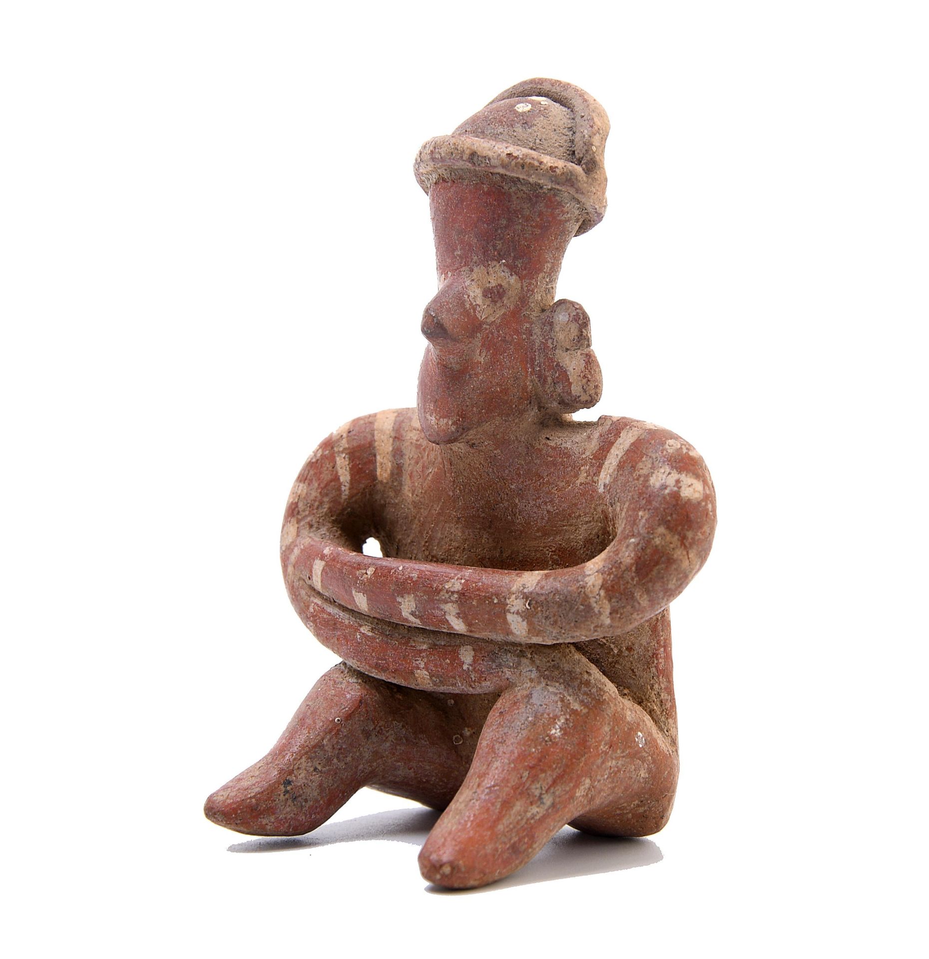 Mexico, a terracotta small Nayarit sculpture of a seated figure. - Image 3 of 4