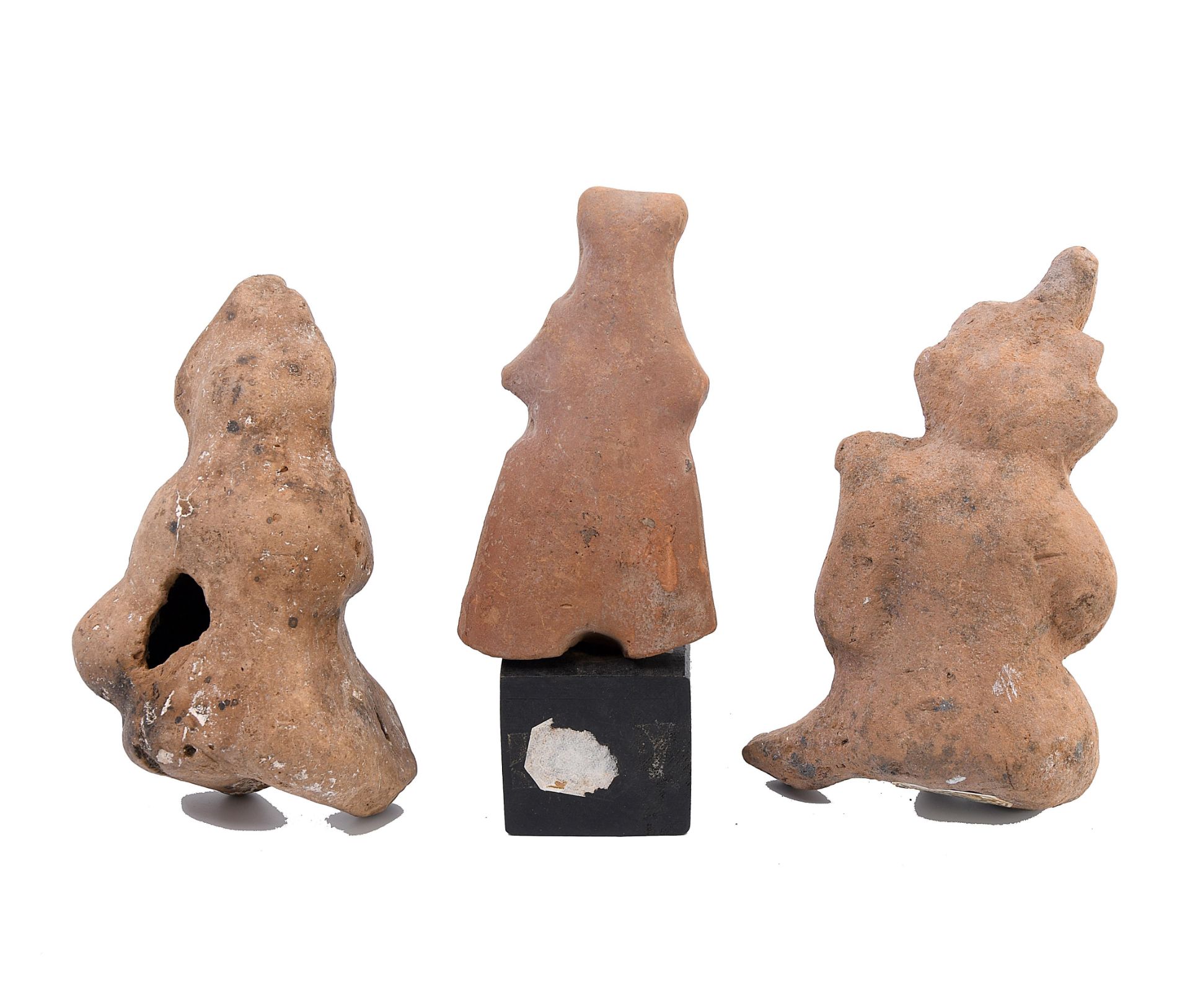 Possibly Roman, two earthenware sculptures of seated figures, possibly Bachanten and a Egypte, a ter - Image 4 of 4