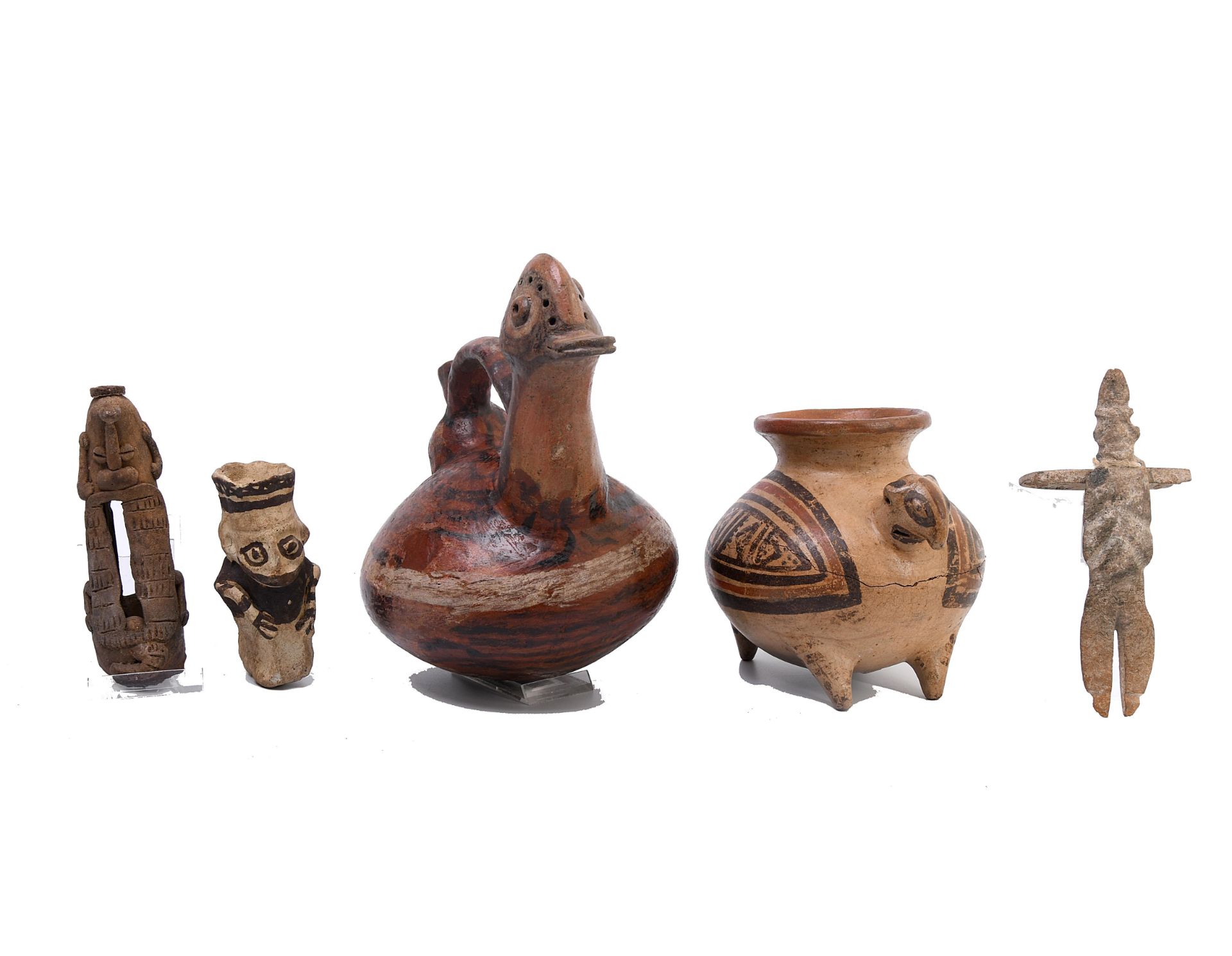 A collection of six various antique South American terracotta objects; - Image 2 of 3