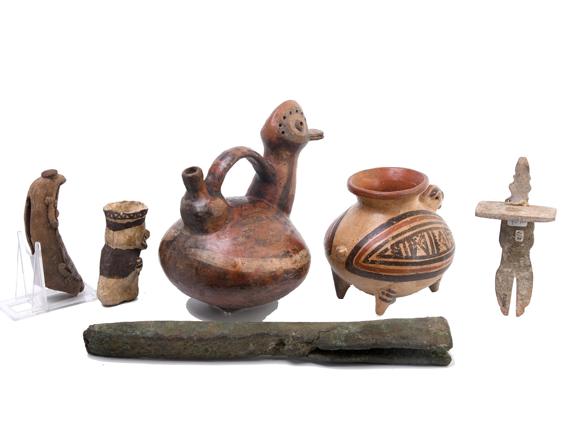 A collection of six various antique South American terracotta objects; - Image 3 of 3