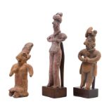 Mexico, Colima, three earthenware figures, 100 BC-300 AD;