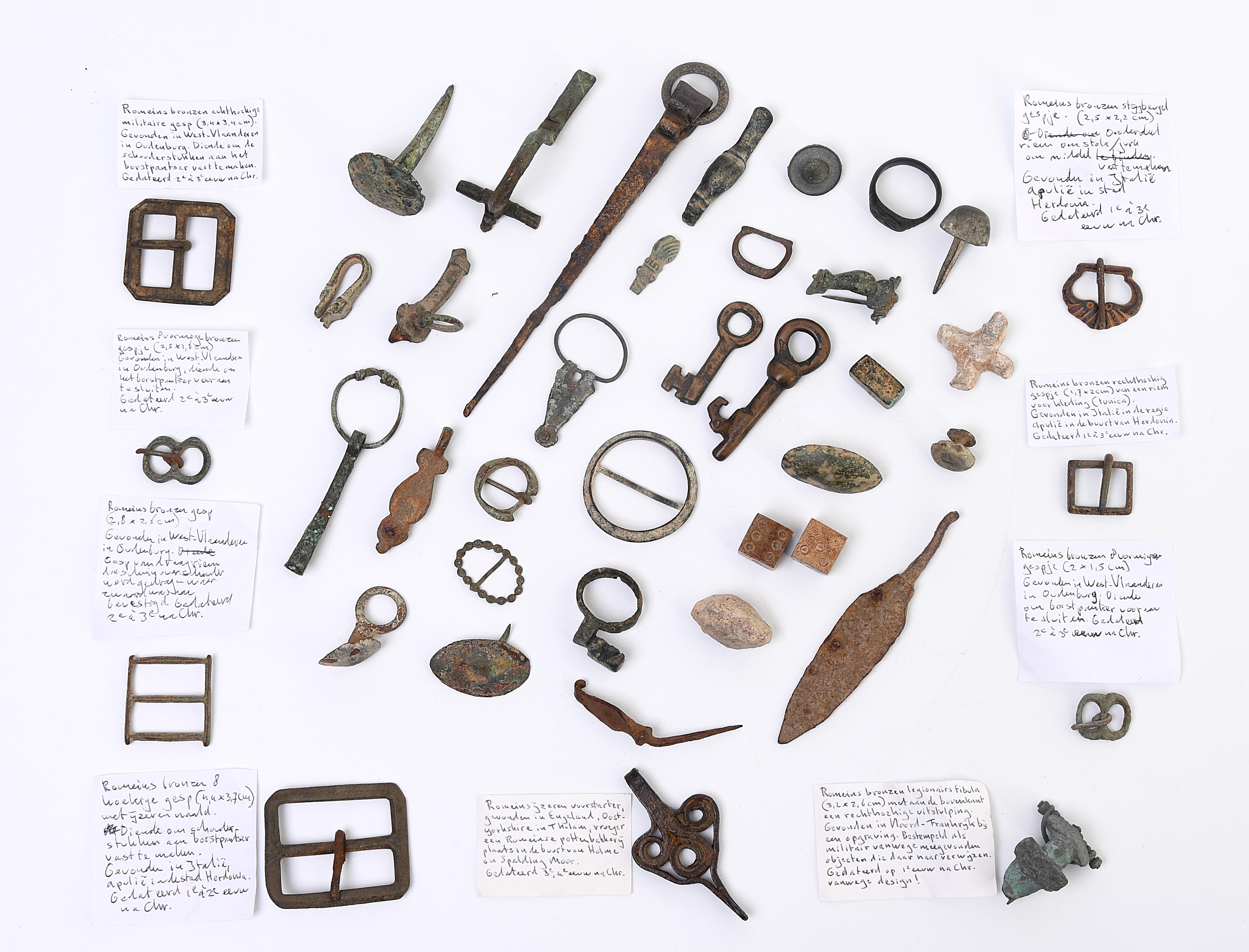 A lot of various bronze and metal objects, Roman Period and later;