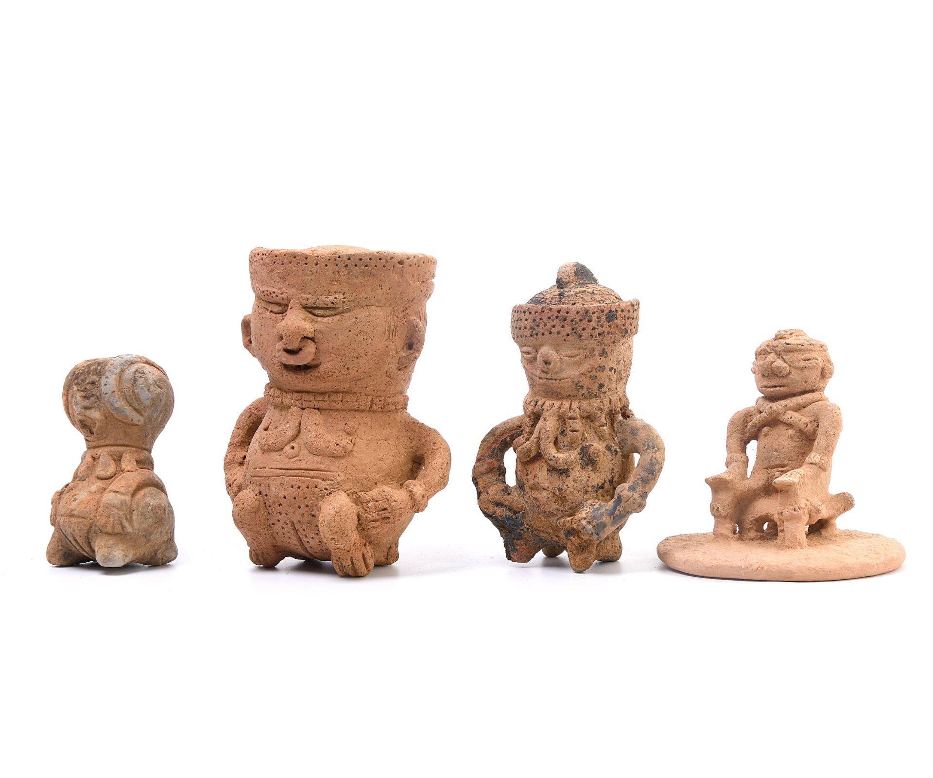 Colombia, Sinu region, four terracotta figures, ca. 1200-1400 AD.