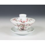 China, famille rose porcelain cup, stand and cover, Jiangxi Porcelain Company, early Republic Period