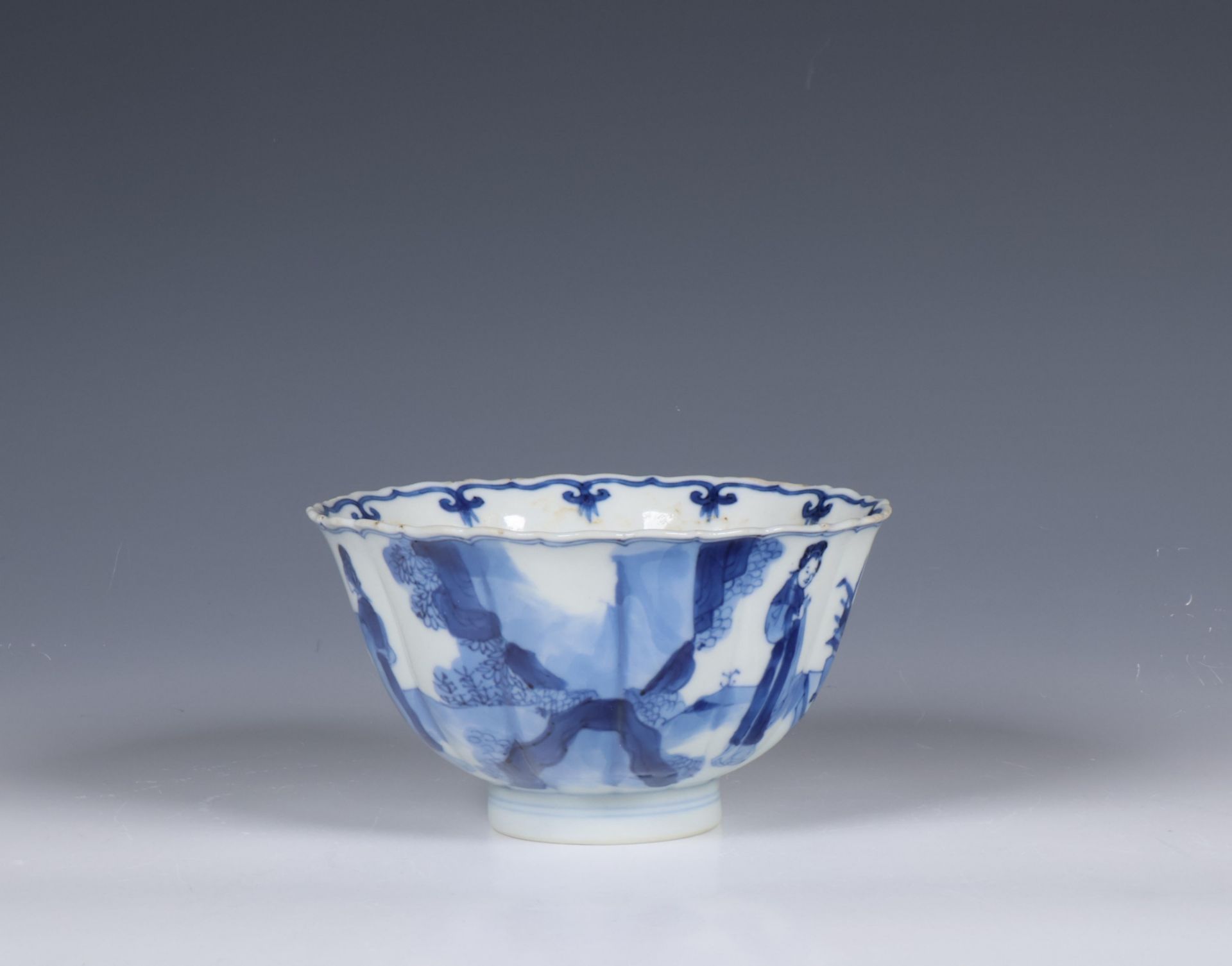 China, blue and white porcelain ribbed bowl, Kangxi period (1662-1722), - Image 5 of 7