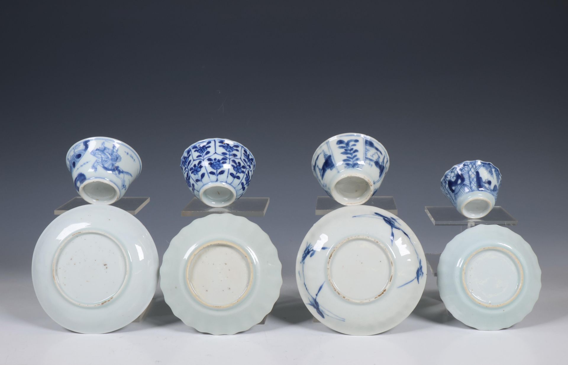 China, collection of blue and white cups and saucers, Kangxi period (1662-1722) and later, - Image 3 of 4