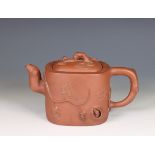China, Yixing earthenware 'squirrel and vine' teapot and cover,