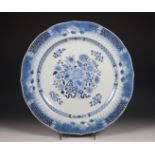 China, blue and white porcelain dish, 18th/19th century,