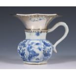 China, silver-mounted blue and white porcelain spittoon, 18th century, the silver later,