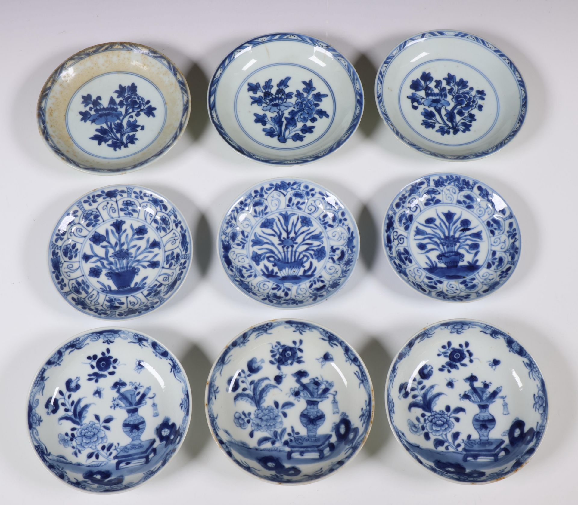 China, collection of blue and white porcelain 'floral' cups and saucers, Kangxi period (1662-1722) a - Image 4 of 5