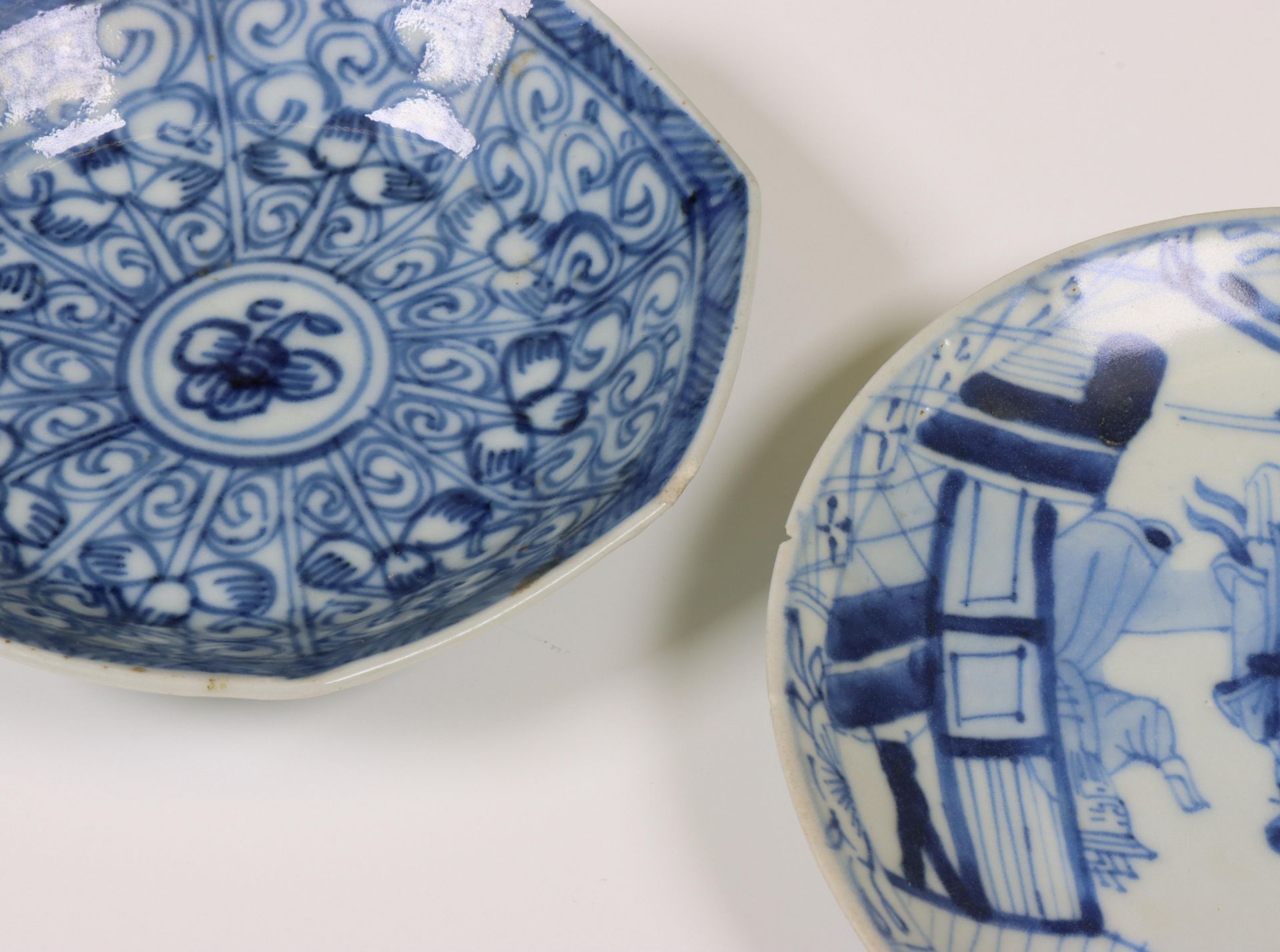 China, blue and white porcelain cup and saucer and two saucers, 18th century, - Image 3 of 3