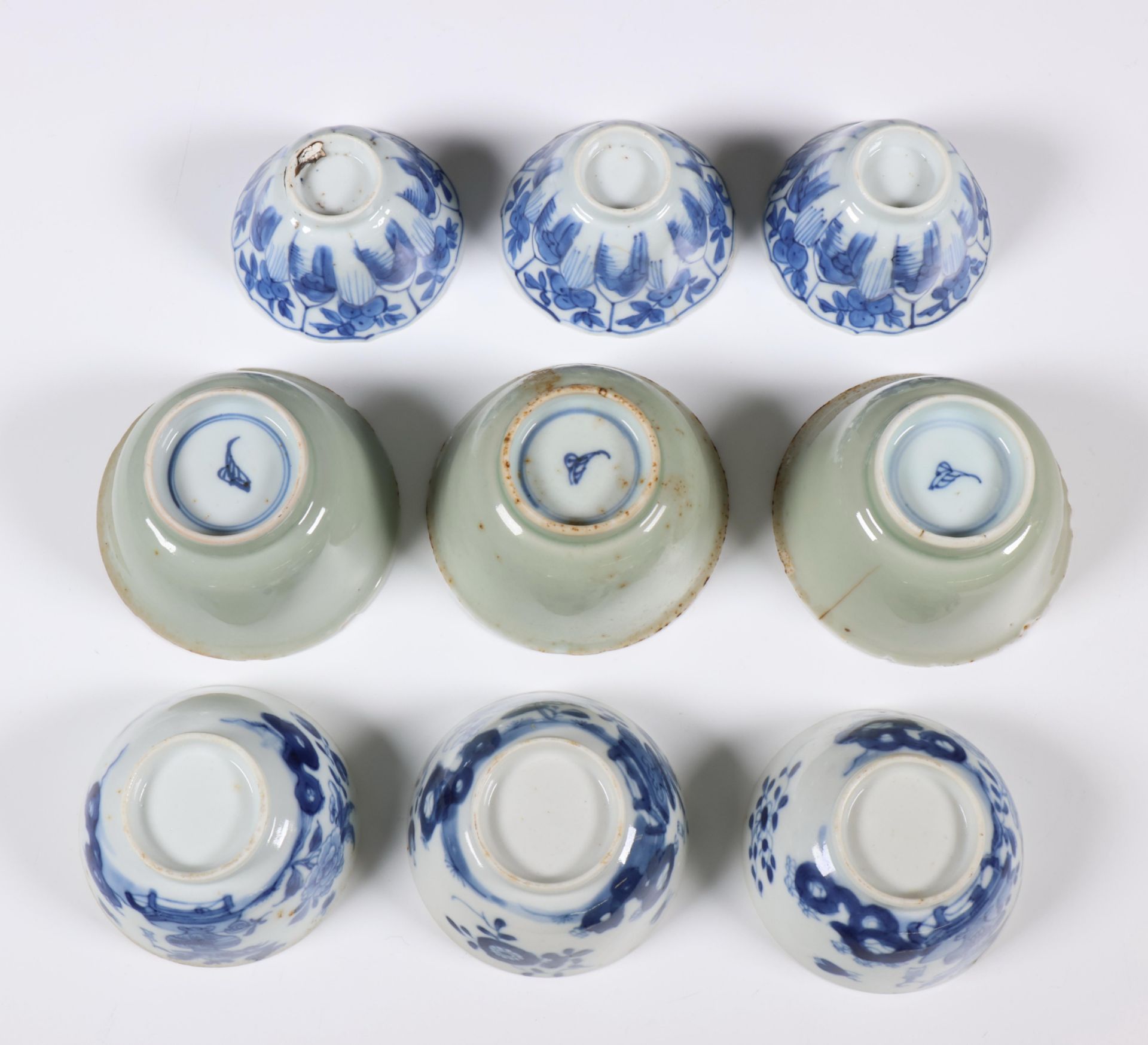 China, collection of blue and white porcelain 'floral' cups and saucers, Kangxi period (1662-1722) a - Image 3 of 5