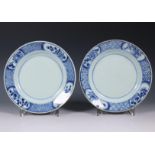 China, two pairs of blue and white plates, Kangxi period (1662-1722) and 18th century,