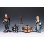 China and India, small collection of earthenware and bronze objects, 19th-20th century,