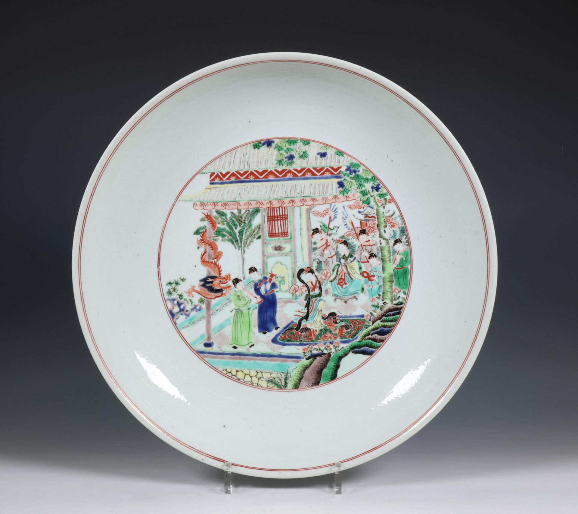 China, famille verte porcelain dish, early 20th century,