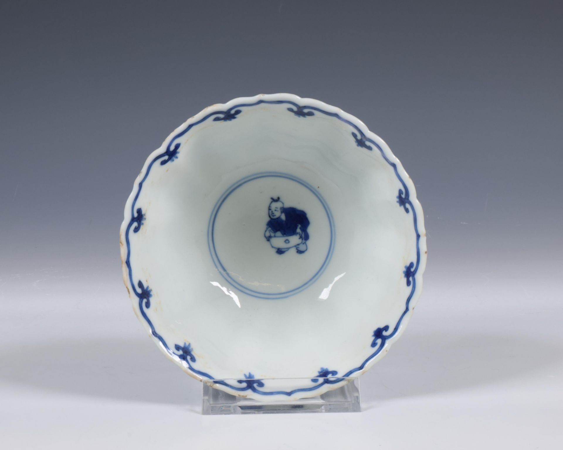 China, blue and white porcelain ribbed bowl, Kangxi period (1662-1722), - Image 6 of 7