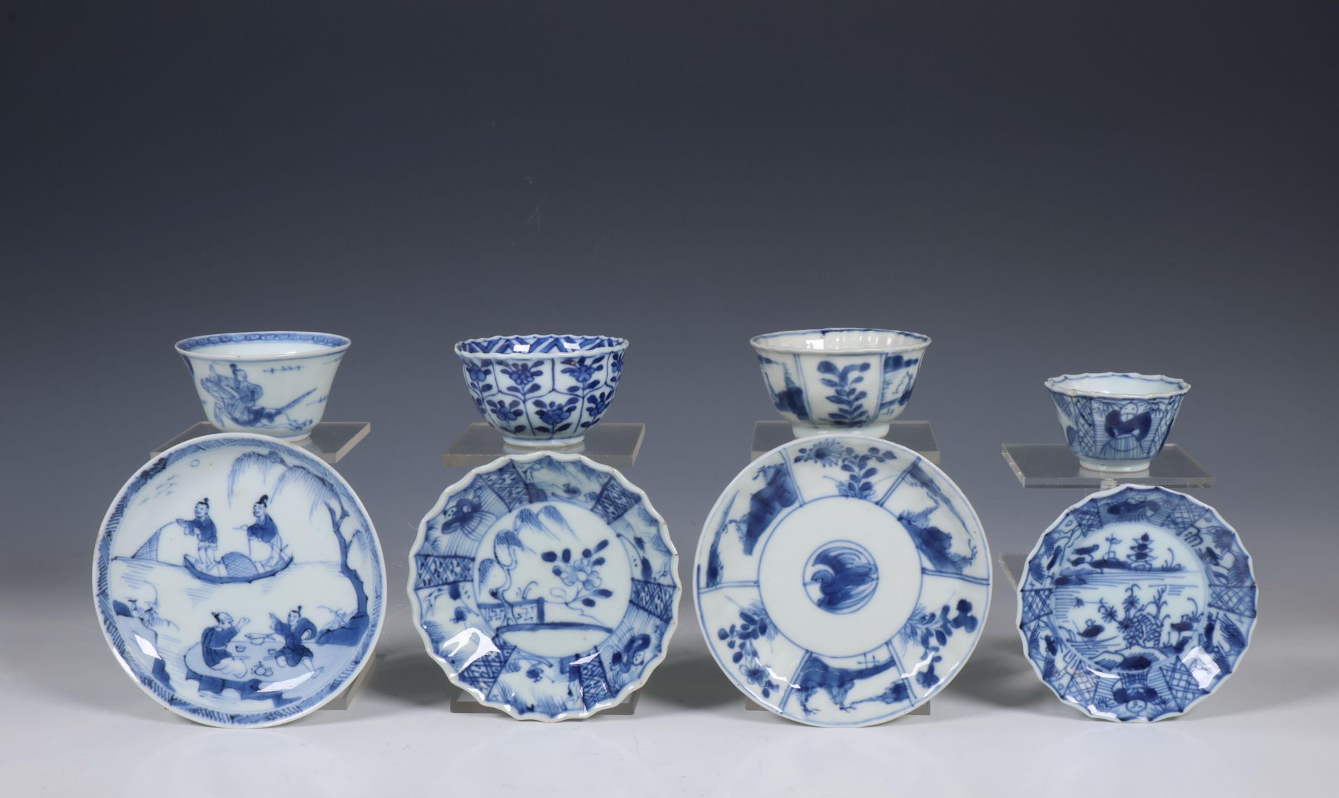China, collection of blue and white cups and saucers, Kangxi period (1662-1722) and later, - Image 2 of 4