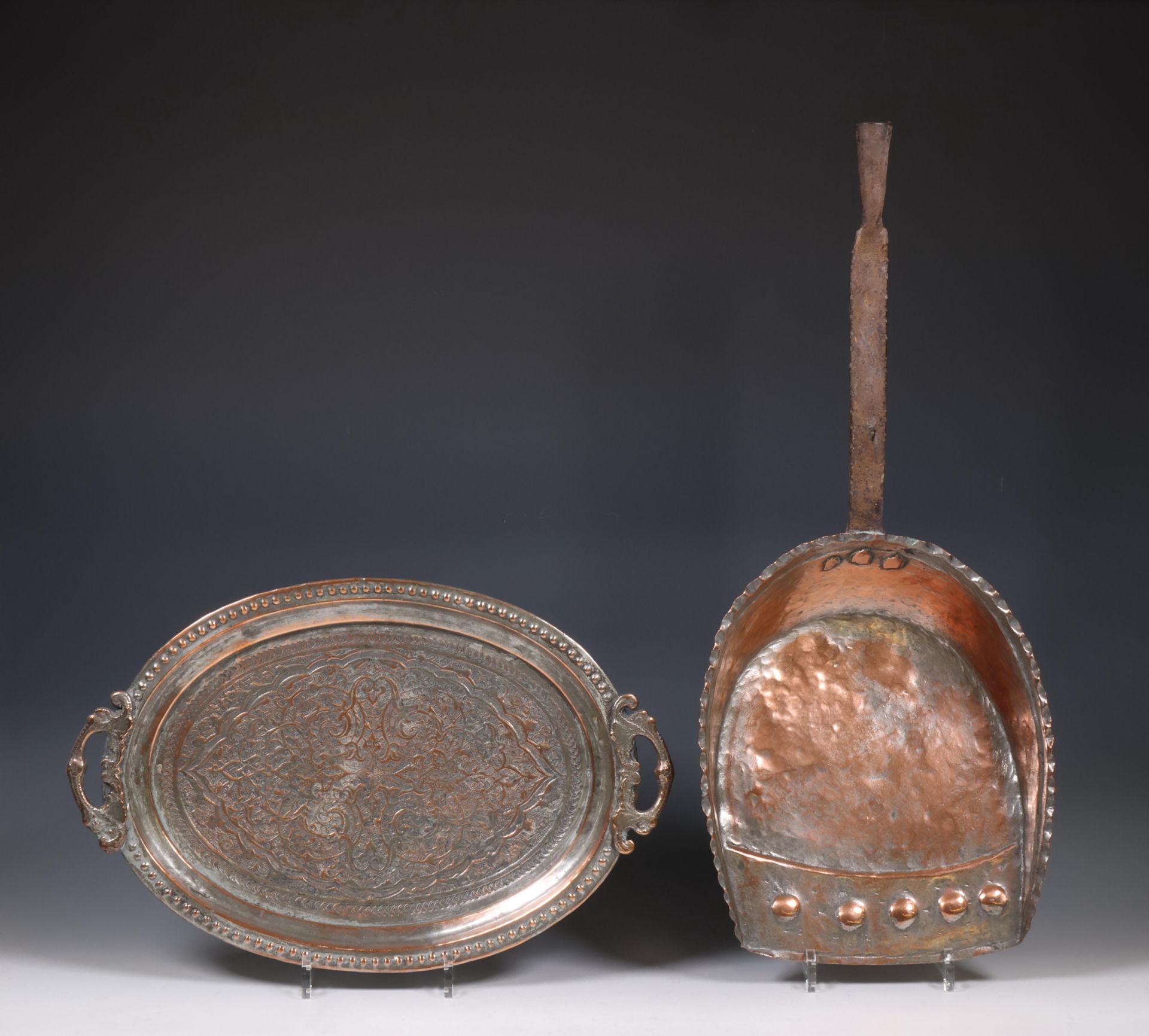 Persia, a collection of eight copper and parly filver plated ceremonial utensils, ca. 1900 and later - Image 2 of 3